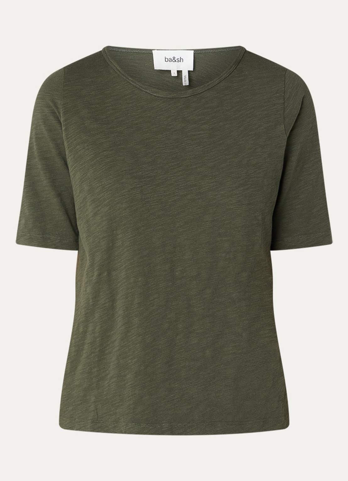 ba&sh Vina T-shirt met boothals - voorkant 3 khaki