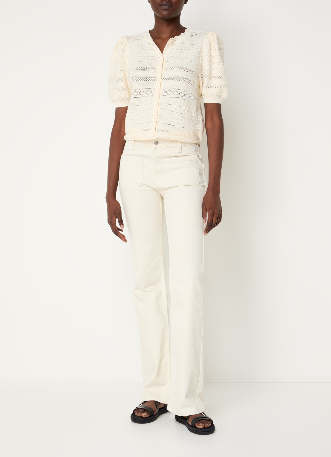 ba&sh Vinat blouse met broderie - voorkant 3 gebroken wit