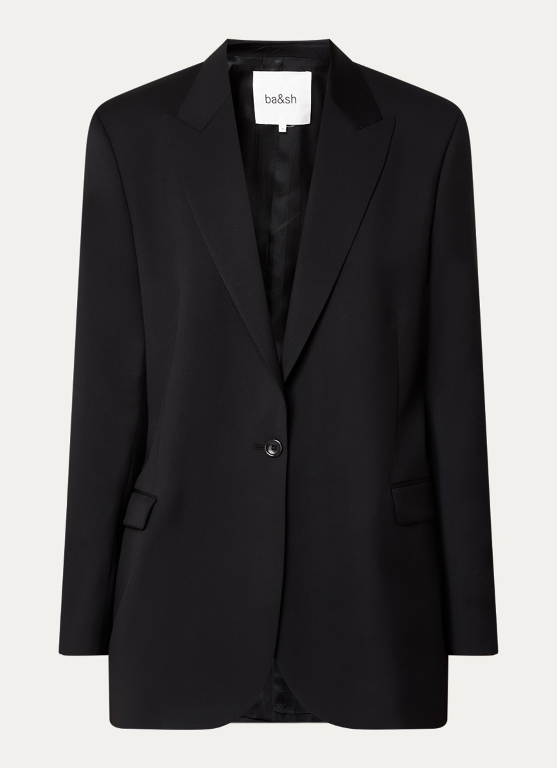 ba&sh Visha blazer van scheerwol met klepzakken - voorkant 2 zwart