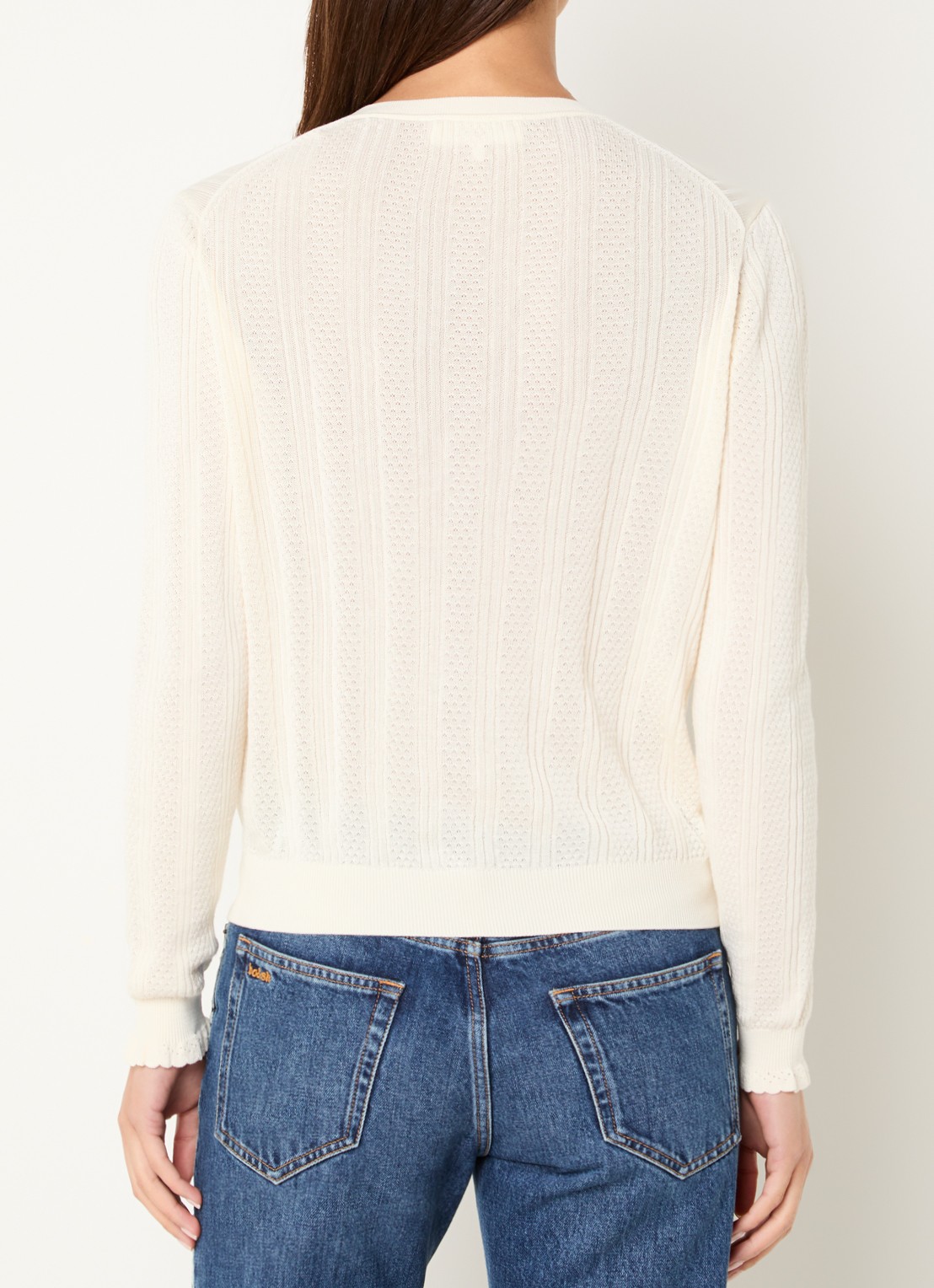 ba&sh Viviana fijngebreid vest met ronde hals - achterkant 4 creme