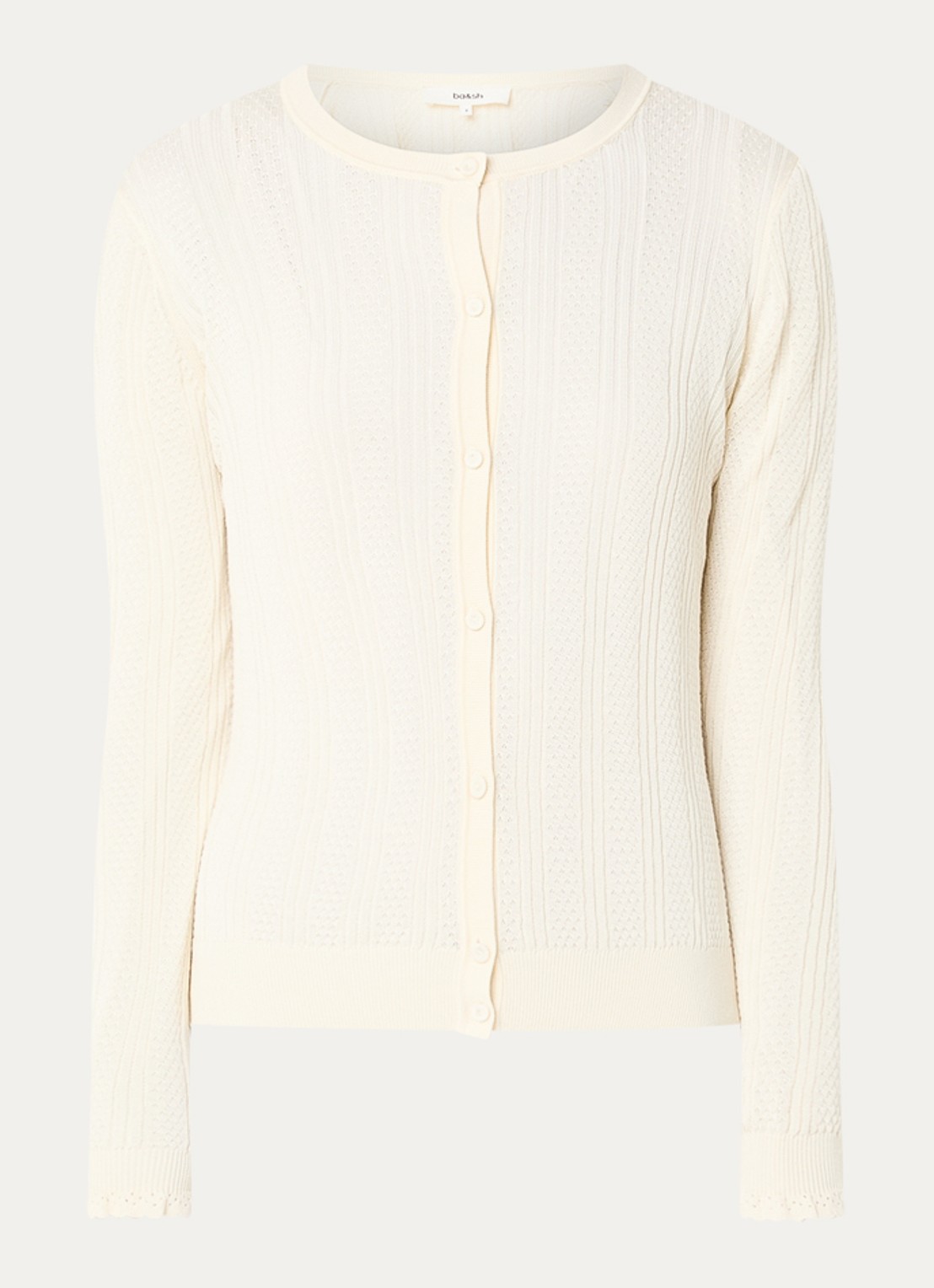 ba&sh Viviana fijngebreid vest met ronde hals - voorkant 7 creme