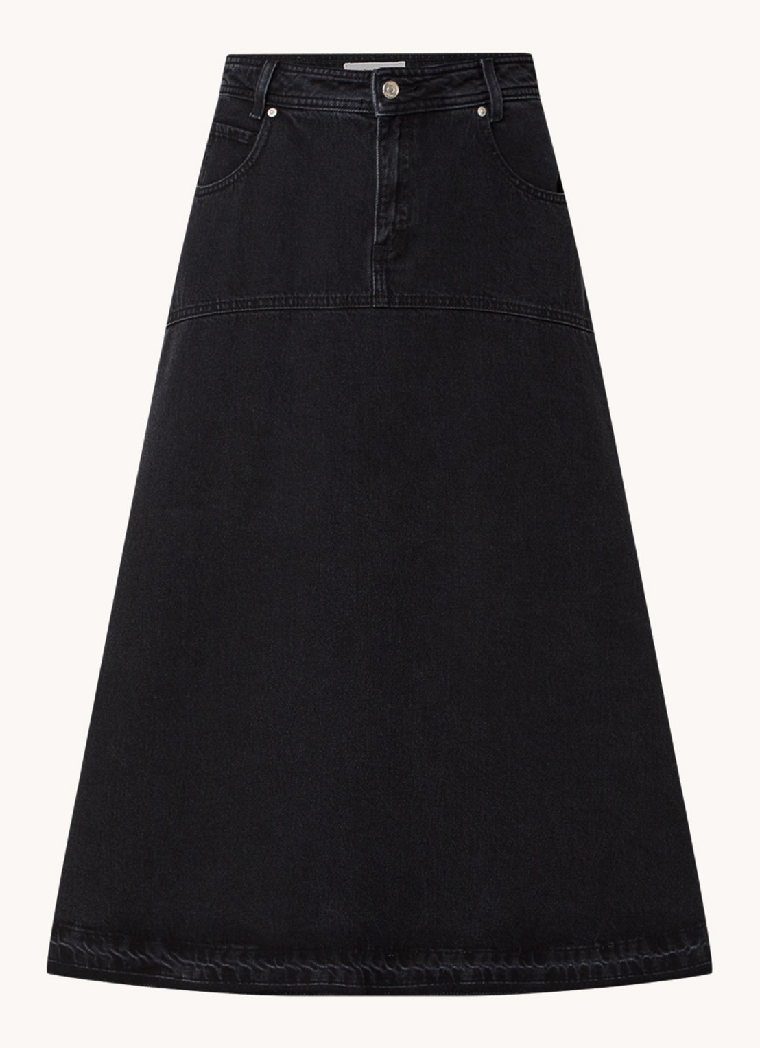 ba&sh Volentia midi spijkerrok met steekzakken - voorkant 3 zwart