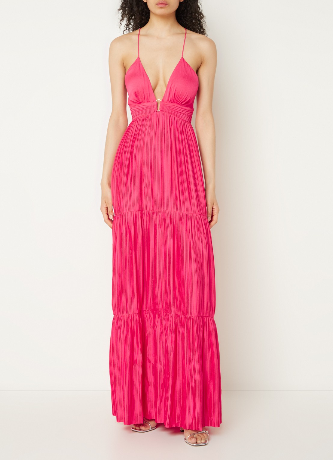 ba&sh Wasta maxi jurk met plissé   - detail 4 fuchsia