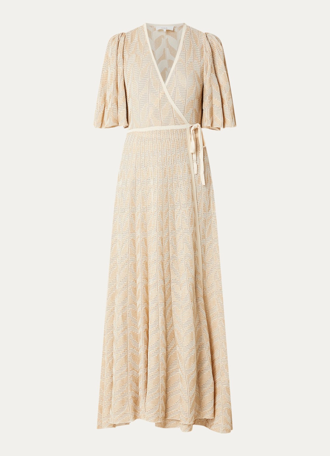 ba&sh Weena maxi wikkeljurk met lurex - voorkant goud