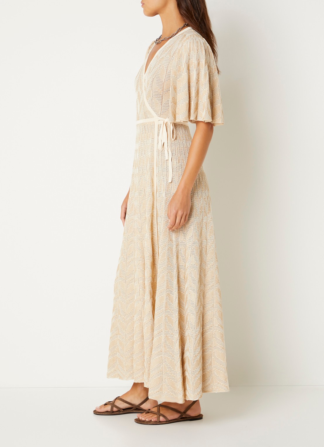 ba&sh Weena maxi wikkeljurk met lurex - voorkant 2 goud
