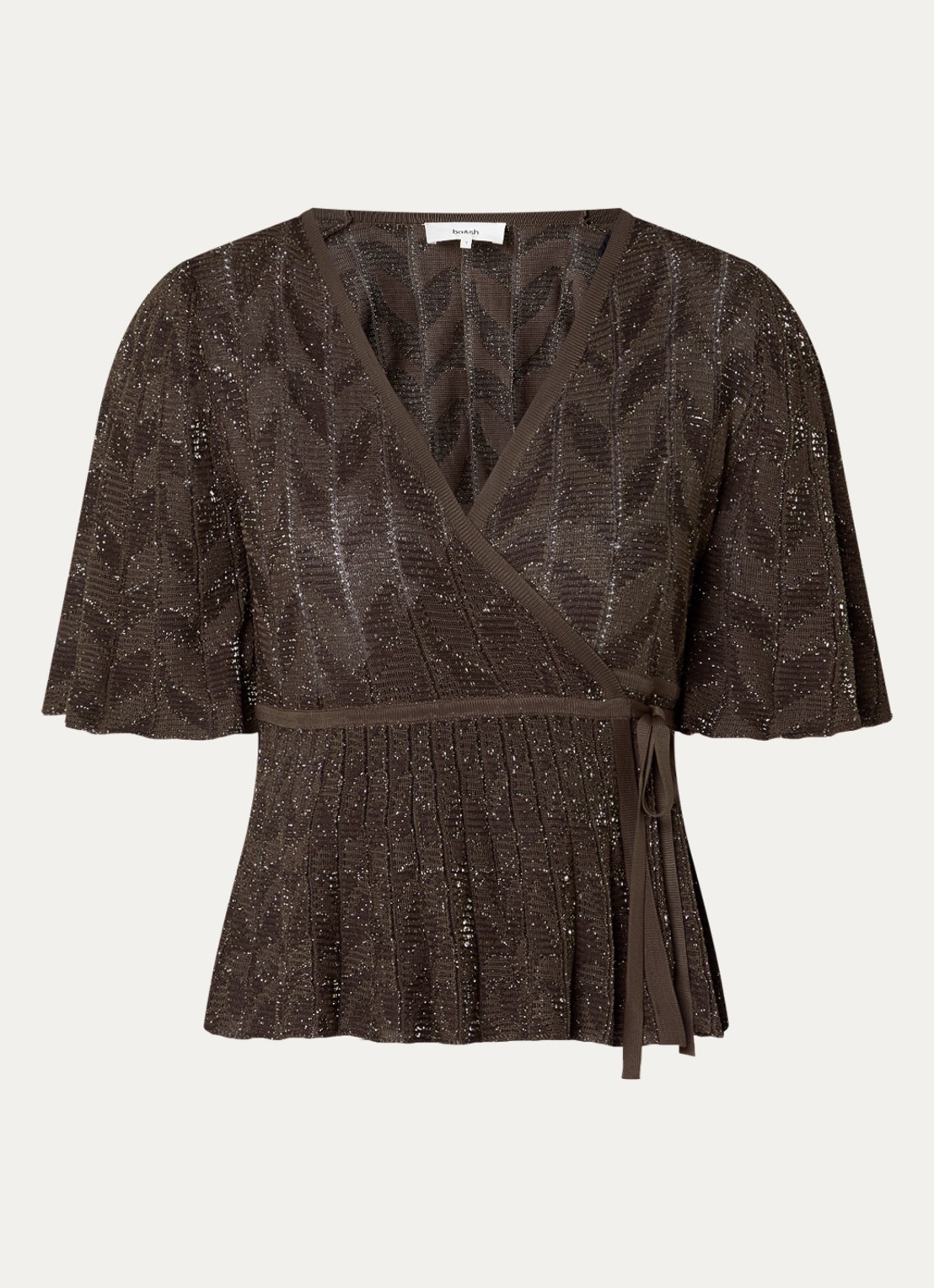 ba&sh Wendy wikkeltop met lurex - voorkant 3 donkerbruin