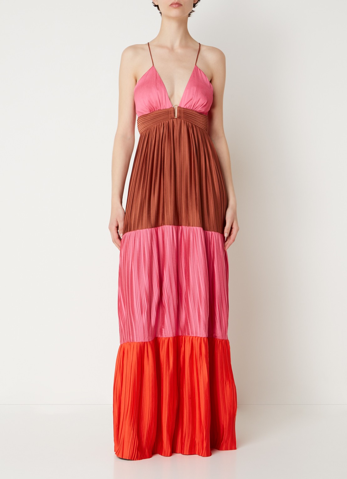 ba&sh Westa maxi jurk met rugdecolleté en plissé - detail 2 roze