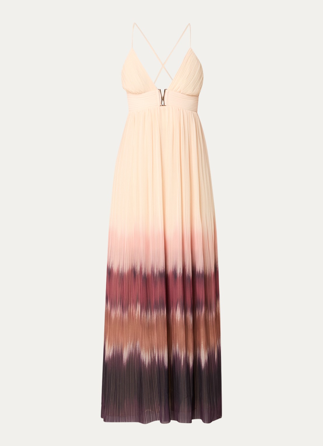 ba&sh Wila maxi jurk met dip-dye dessin en plissé - voorkant 3 lichtroze