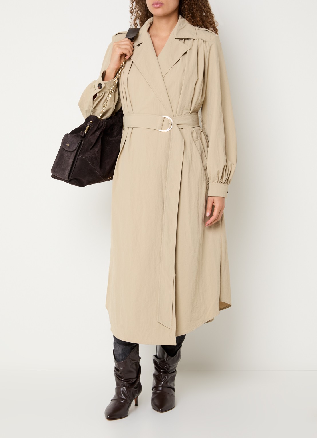 ba&sh Wili trenchcoat met steekzakken - voorkant 4 beige