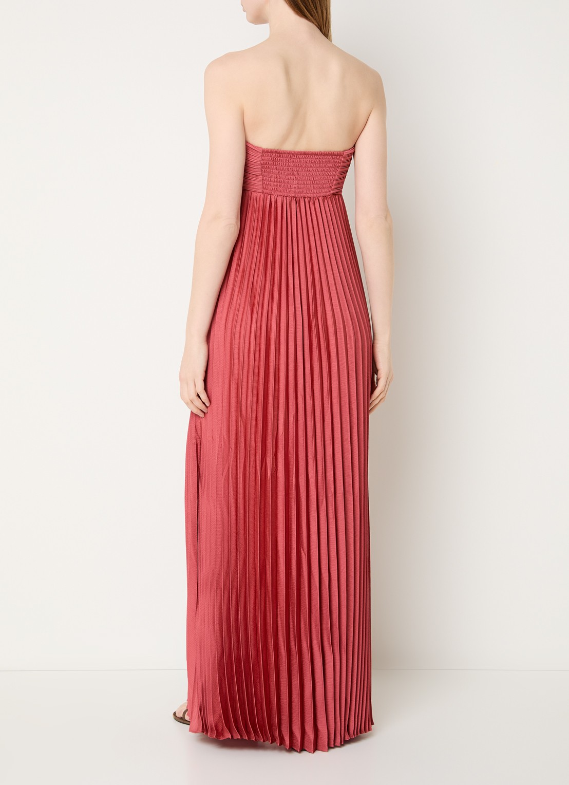 ba&sh Willow maxi jurk met plissé - achterkant 3 steenrood