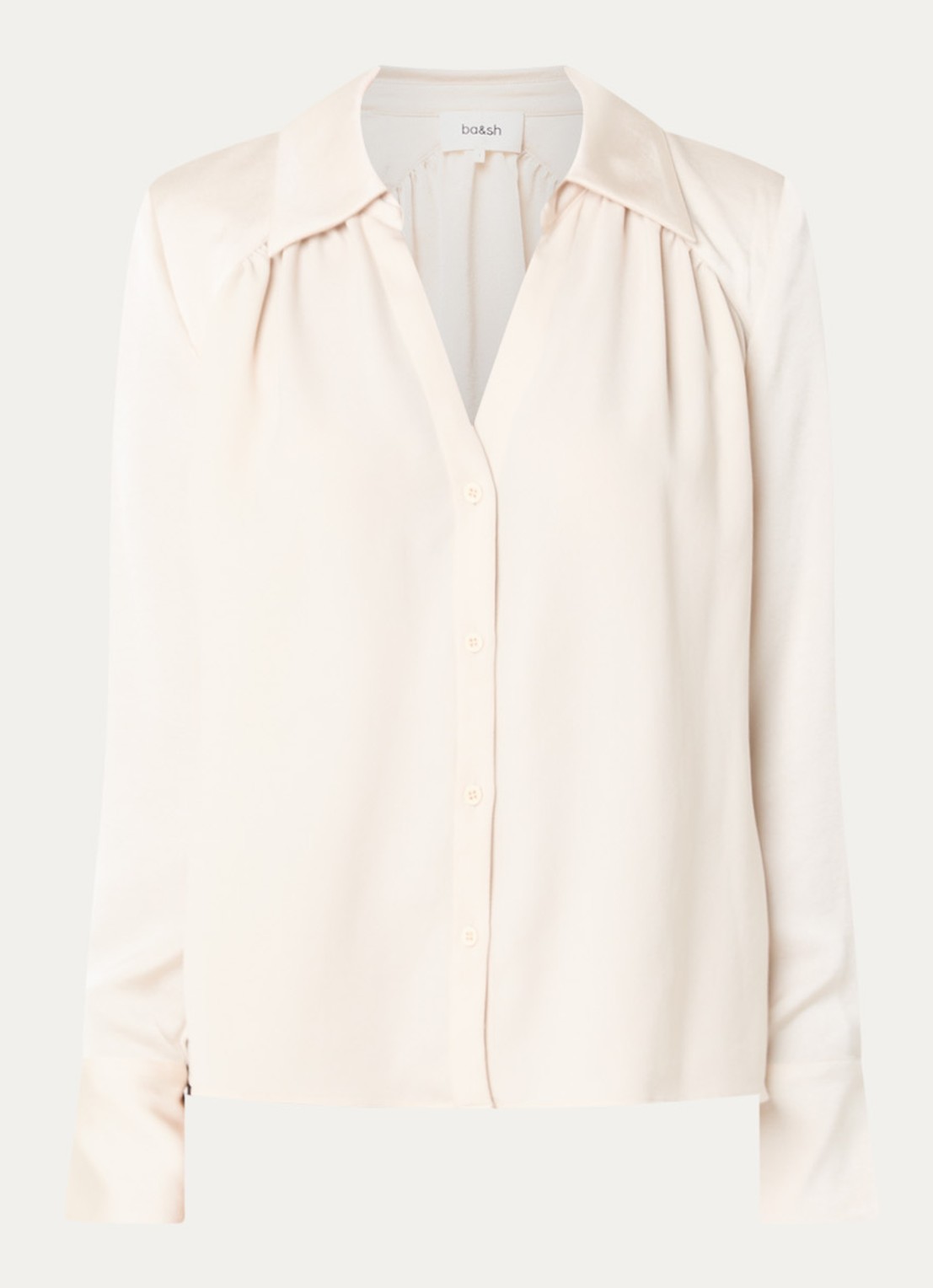 ba&sh Wilna blouse met V-hals - voorkant creme