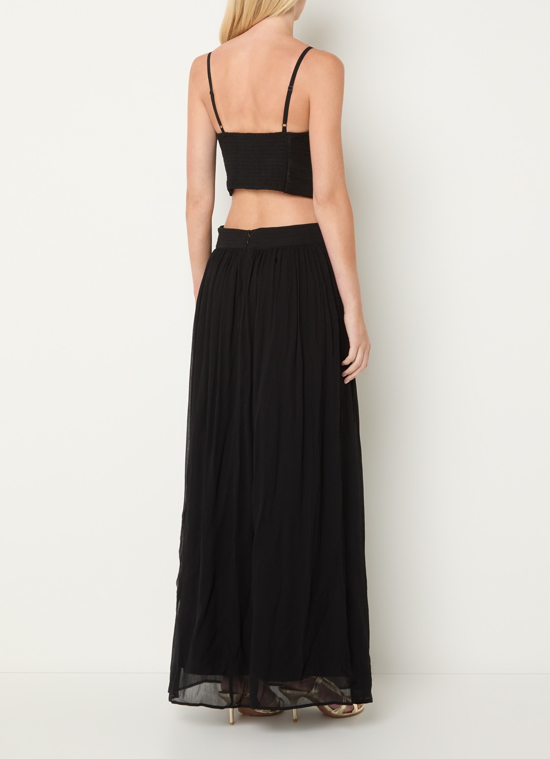 ba&sh Wira maxi rok met plooien - achterkant 4 zwart