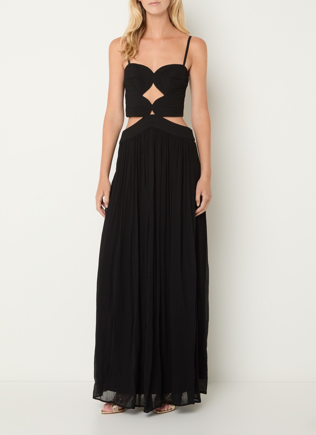 ba&sh Wira maxi rok met plooien - detail zwart
