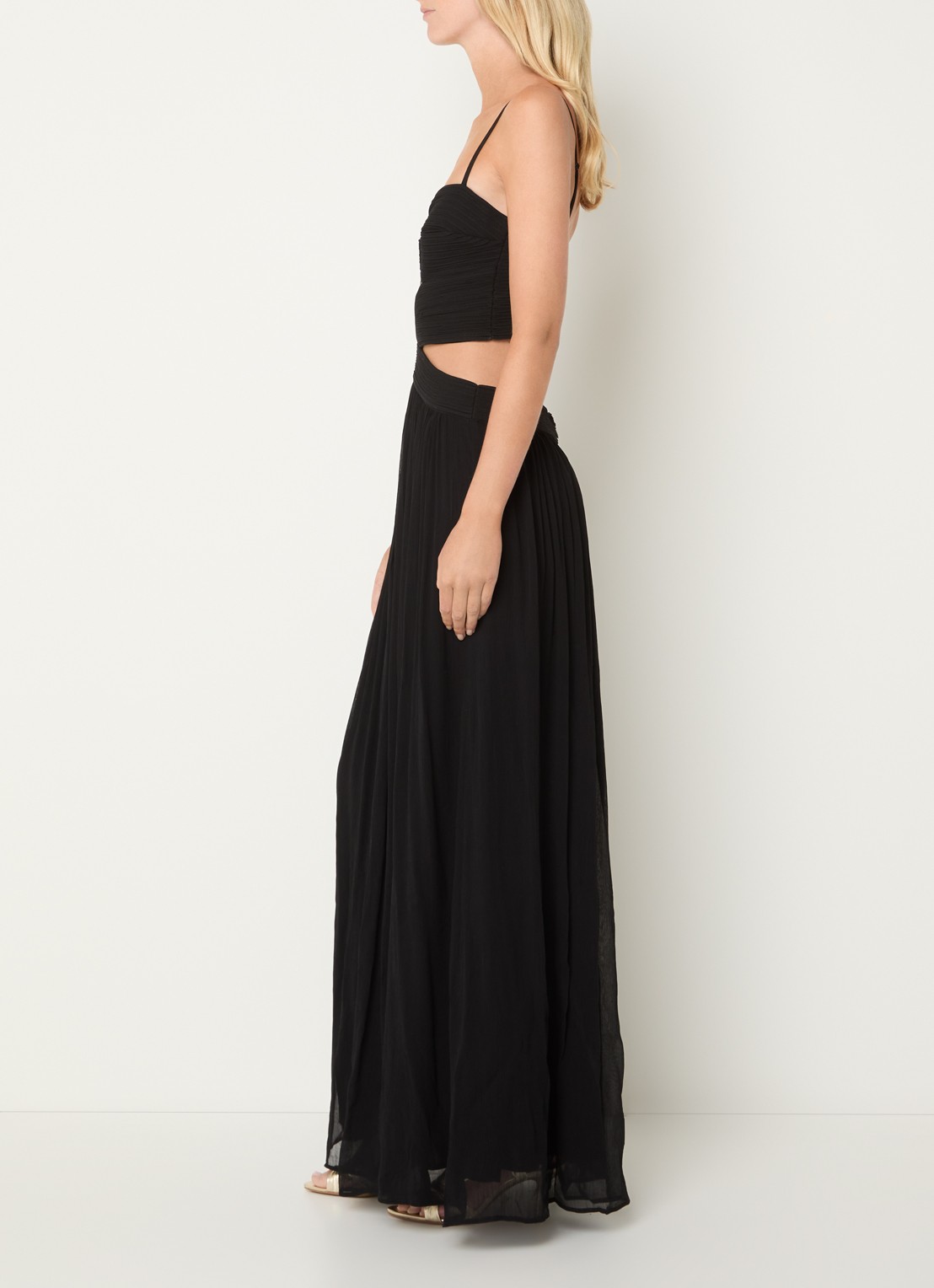 ba&sh Wira maxi rok met plooien - voorkant 3 zwart