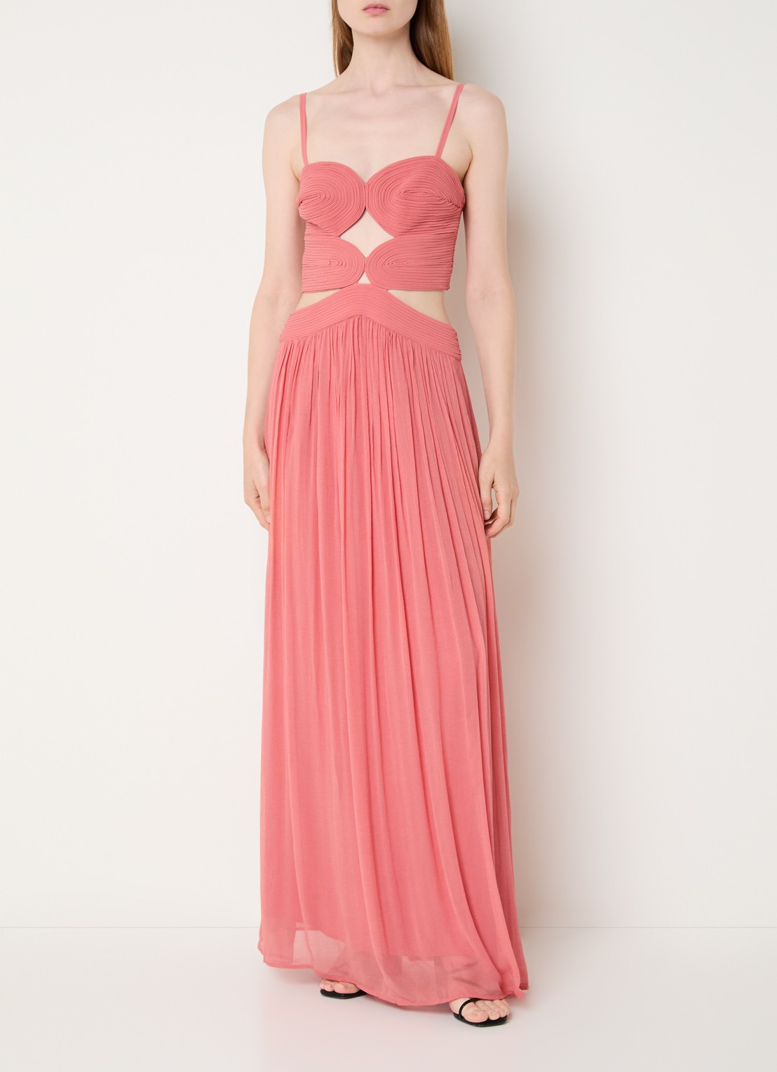 ba&sh Wira maxi rok met plooien - detail zalmroze