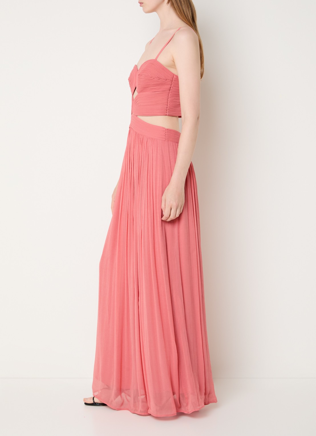 ba&sh Wira maxi rok met plooien - voorkant 4 zalmroze