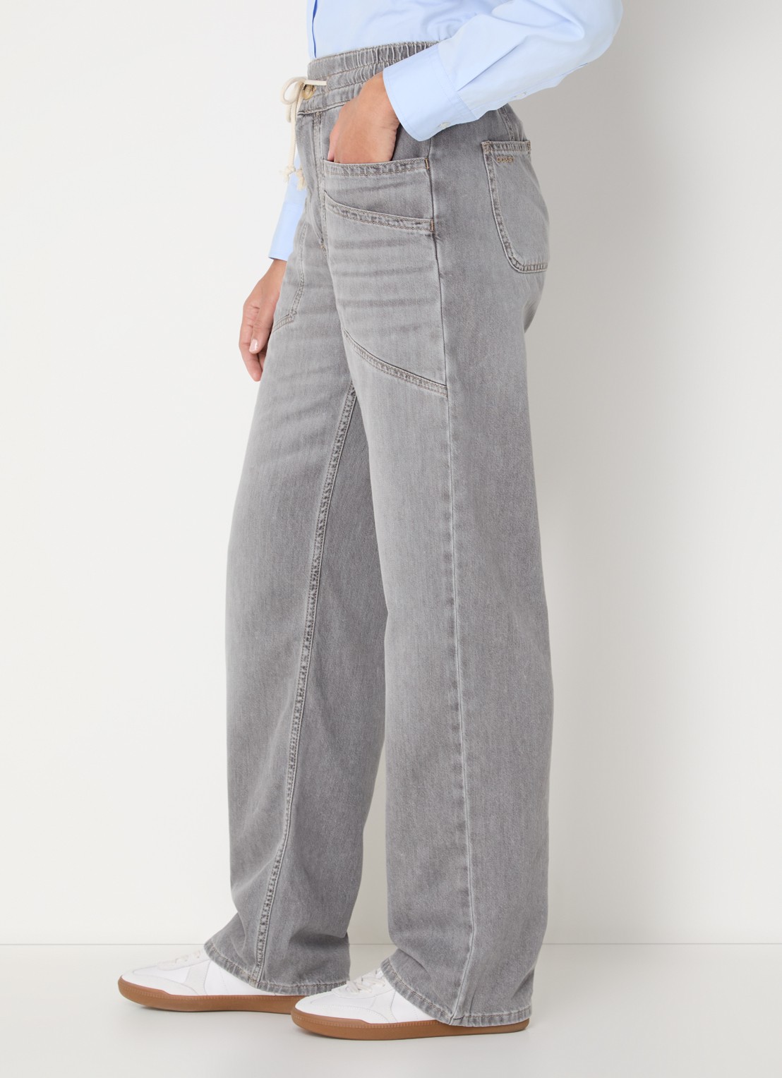 ba&sh Yima high waist straight leg jeans met gekleurde wassing - detail 2 grijs