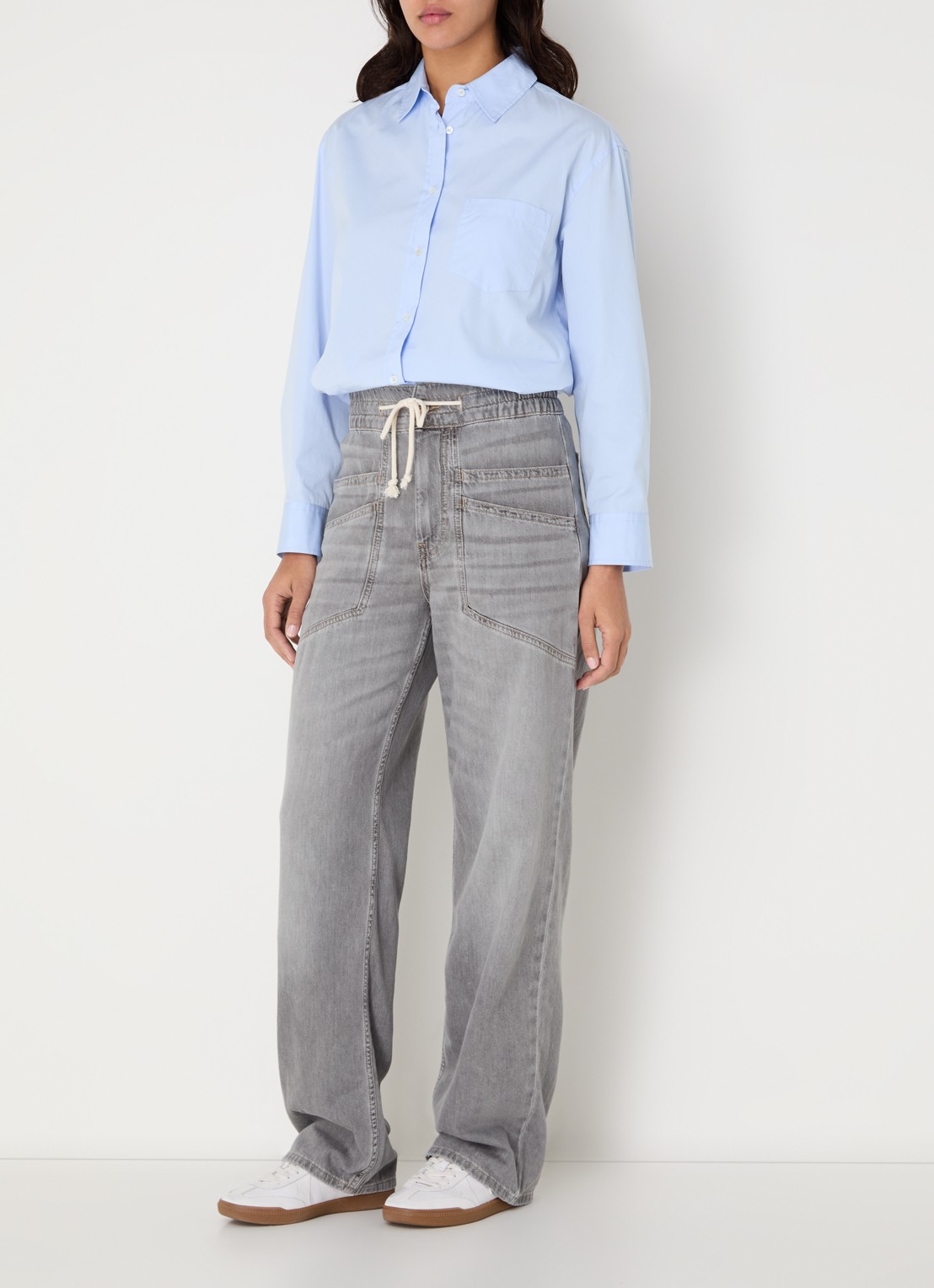 ba&sh Yima high waist straight leg jeans met gekleurde wassing - voorkant 4 grijs