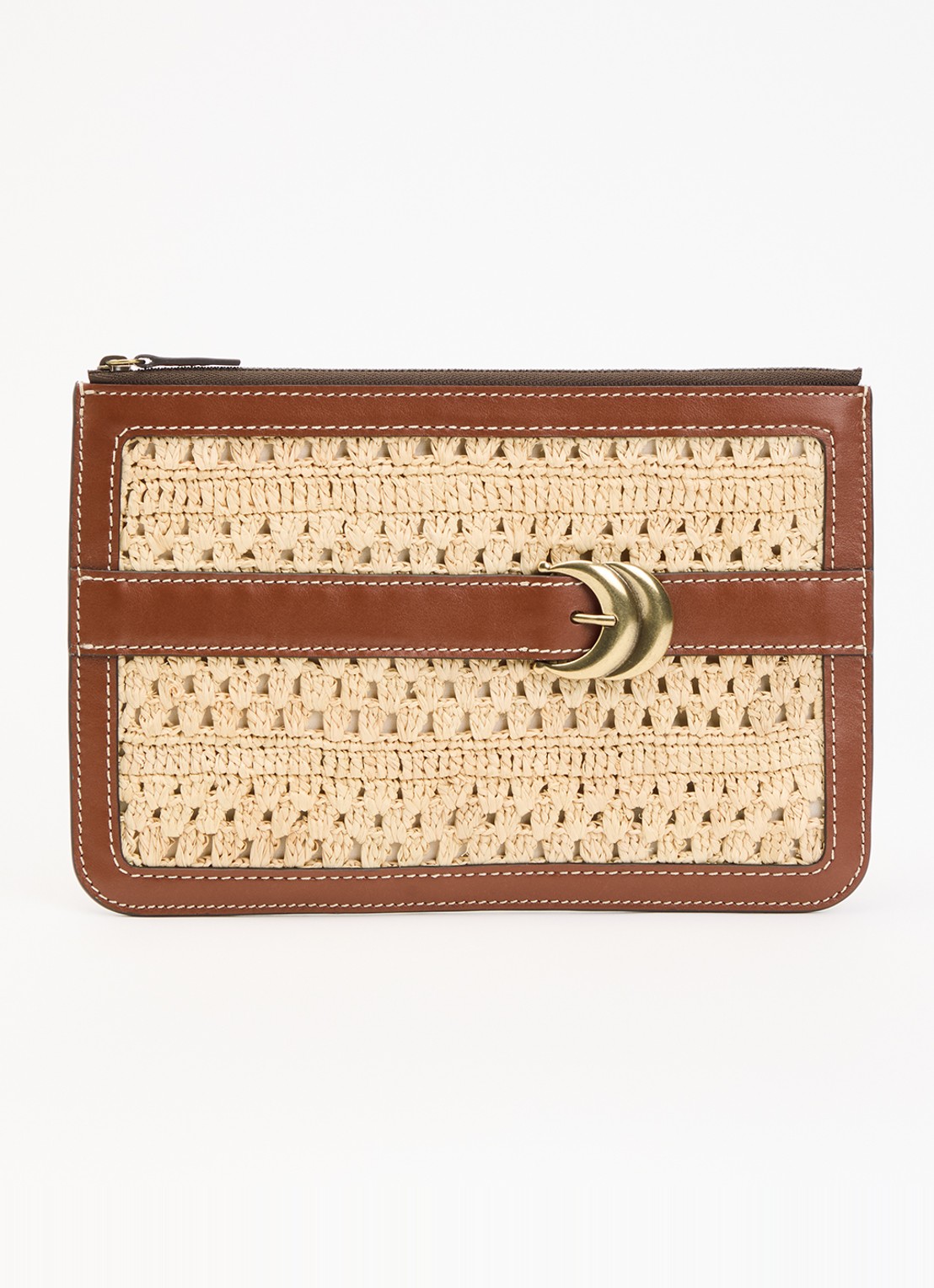 ba&sh YOUYOU handtas met gespdetail en details van kalfsleer - voorkant bruin