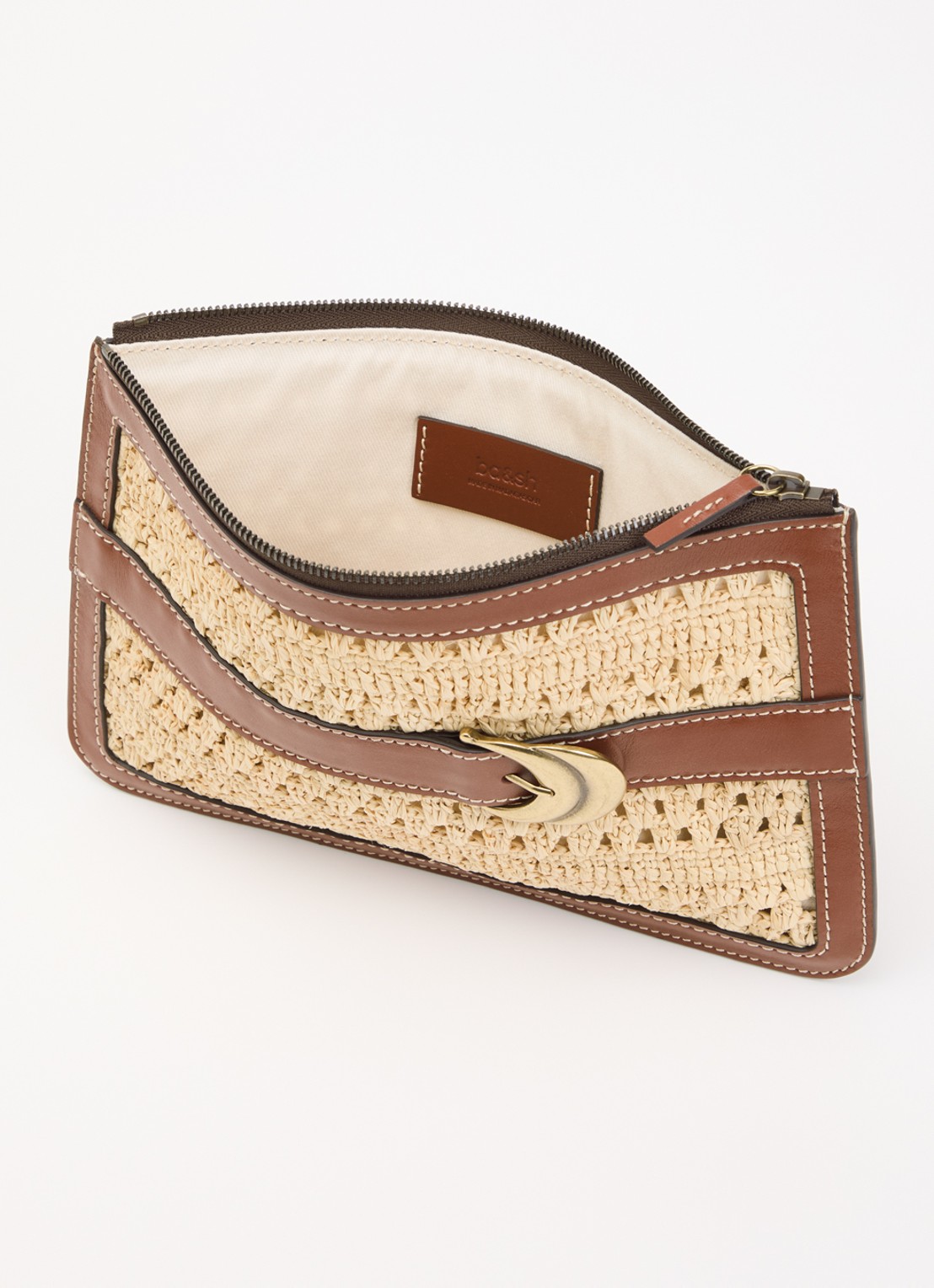 ba&sh YOUYOU handtas met gespdetail en details van kalfsleer - voorkant 2 bruin