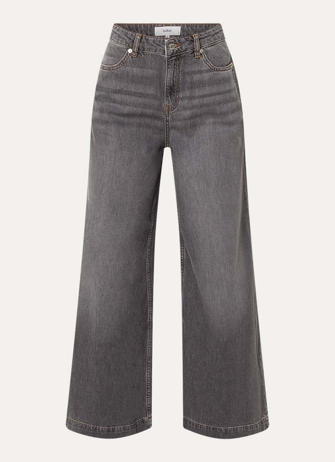ba&sh Yusc high waist wide leg jeans met gekleurde wassing - voorkant lichtgrijs