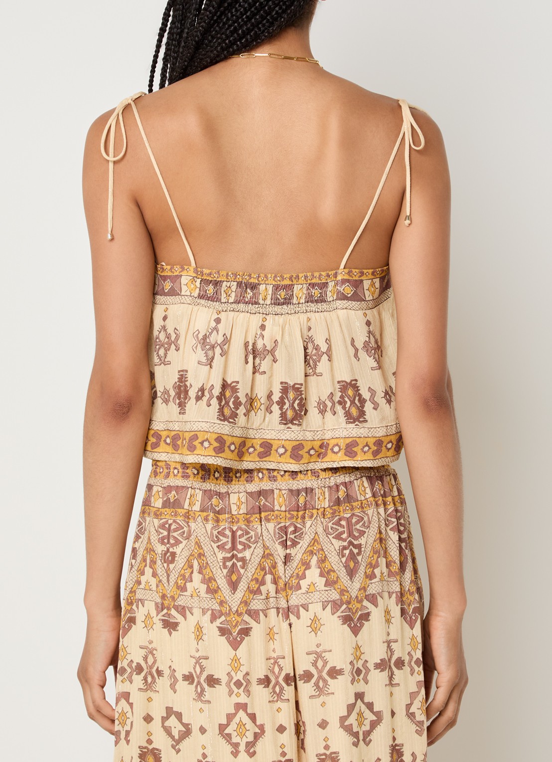ba&sh Zelie top met print - achterkant geel