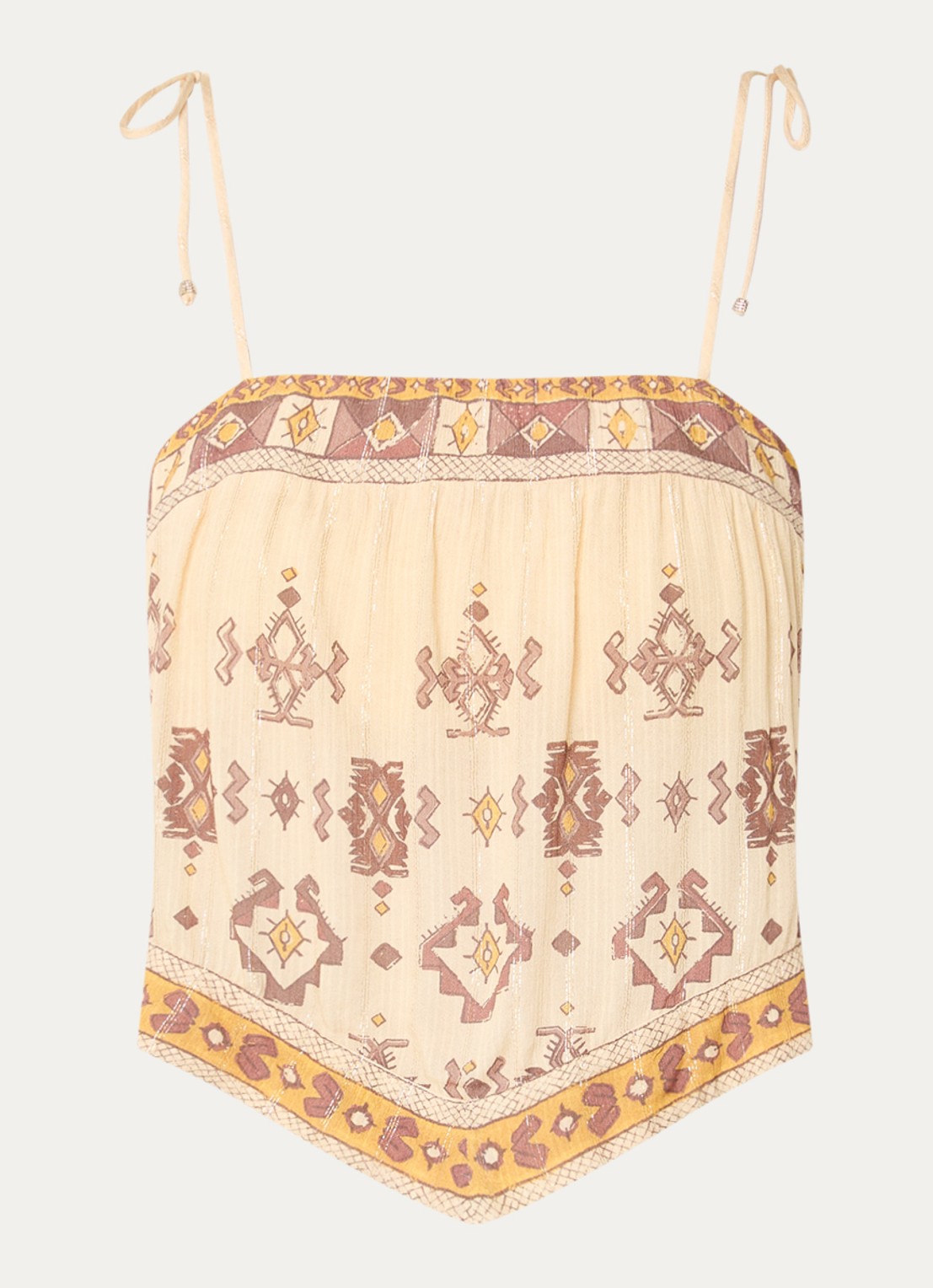 ba&sh Zelie top met print - voorkant 2 geel