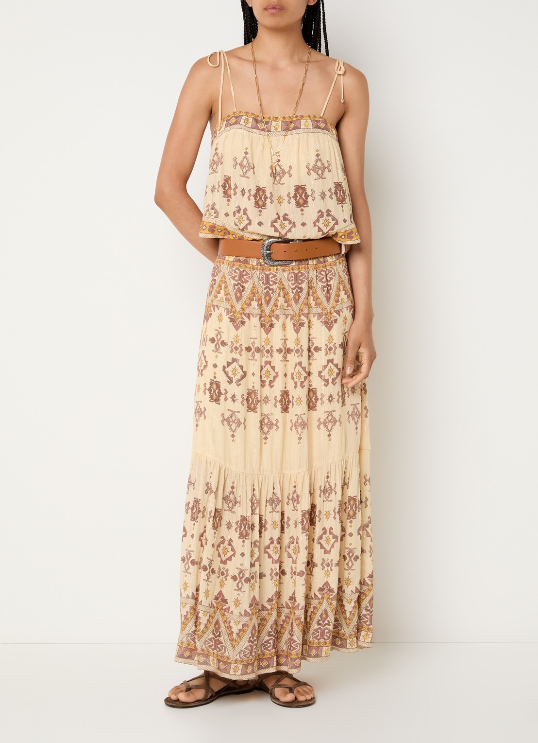 ba&sh Zelie top met print - voorkant 3 geel