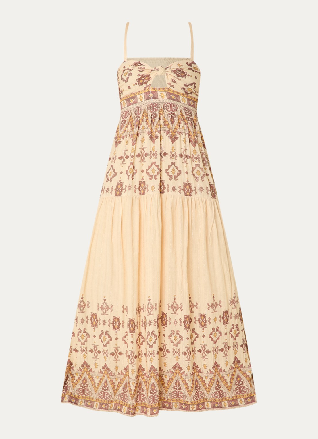 ba&sh Zema off-shoulder maxi jurk met print - voorkant geel