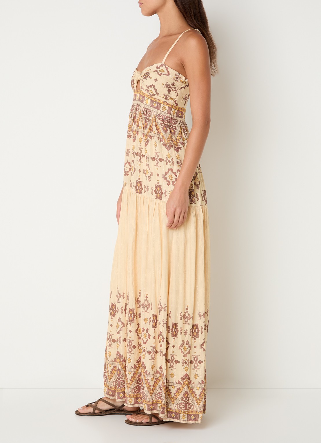ba&sh Zema off-shoulder maxi jurk met print - voorkant 2 geel