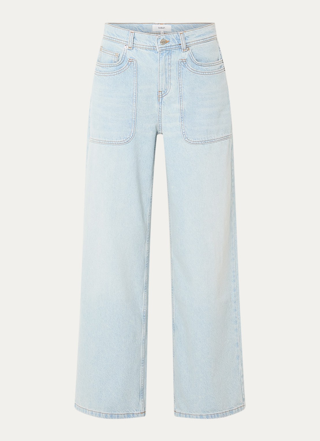 ba&sh Zoel mid waist wide leg jeans met lichte wassing - voorkant indigo