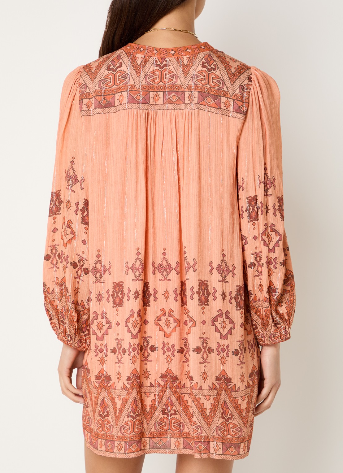 ba&sh Zola semi-transparante mini tuniekjurk met print - achterkant 4 orange