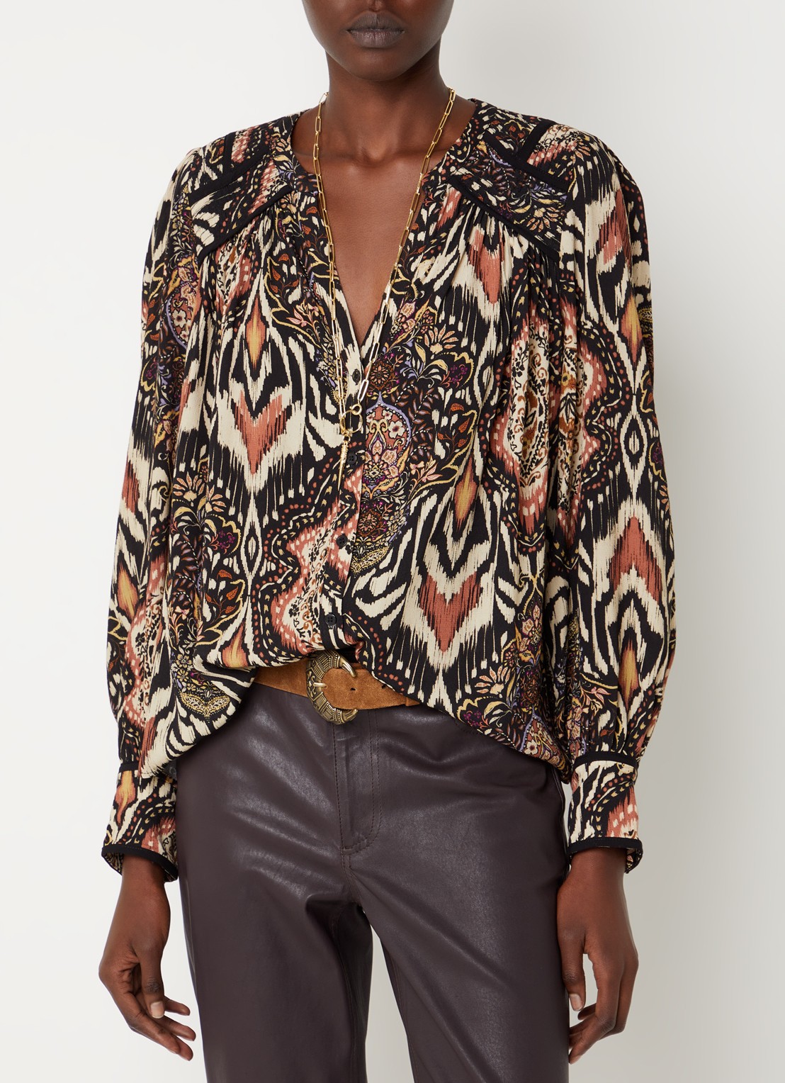 ba&sh Zolie blouse met print - detail zwart