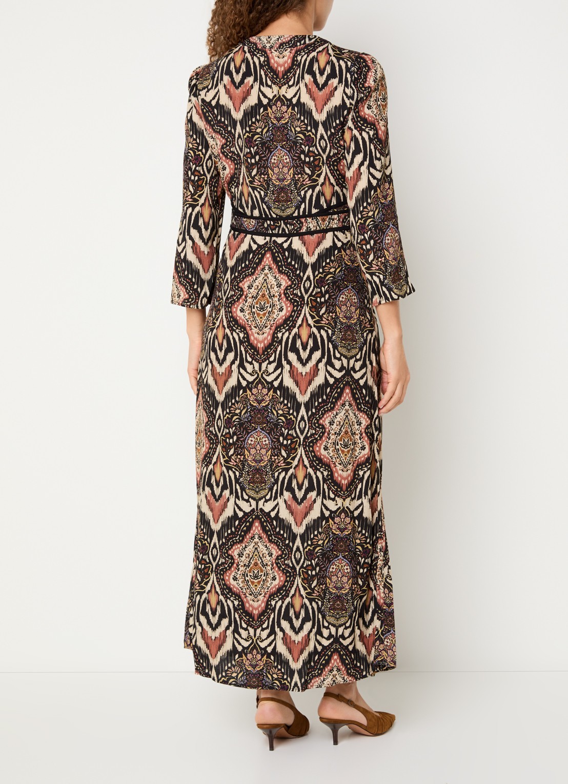 ba&sh Zonoa maxi jurk met print - achterkant 2 zwart
