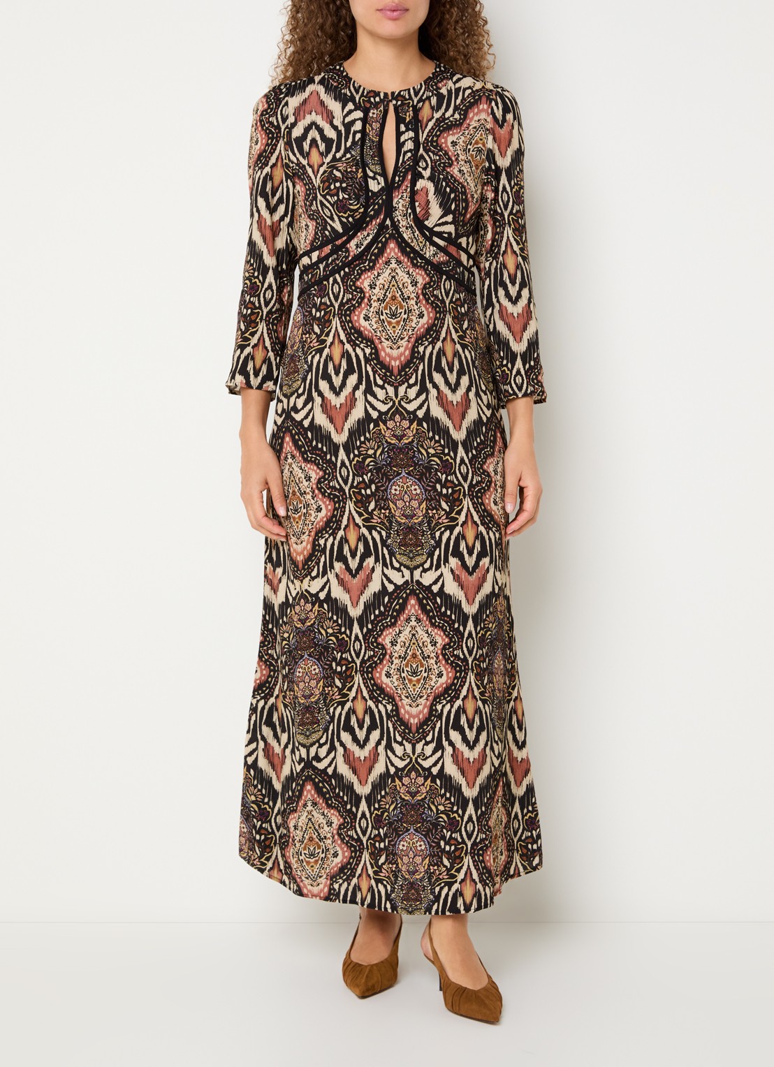 ba&sh Zonoa maxi jurk met print - detail zwart