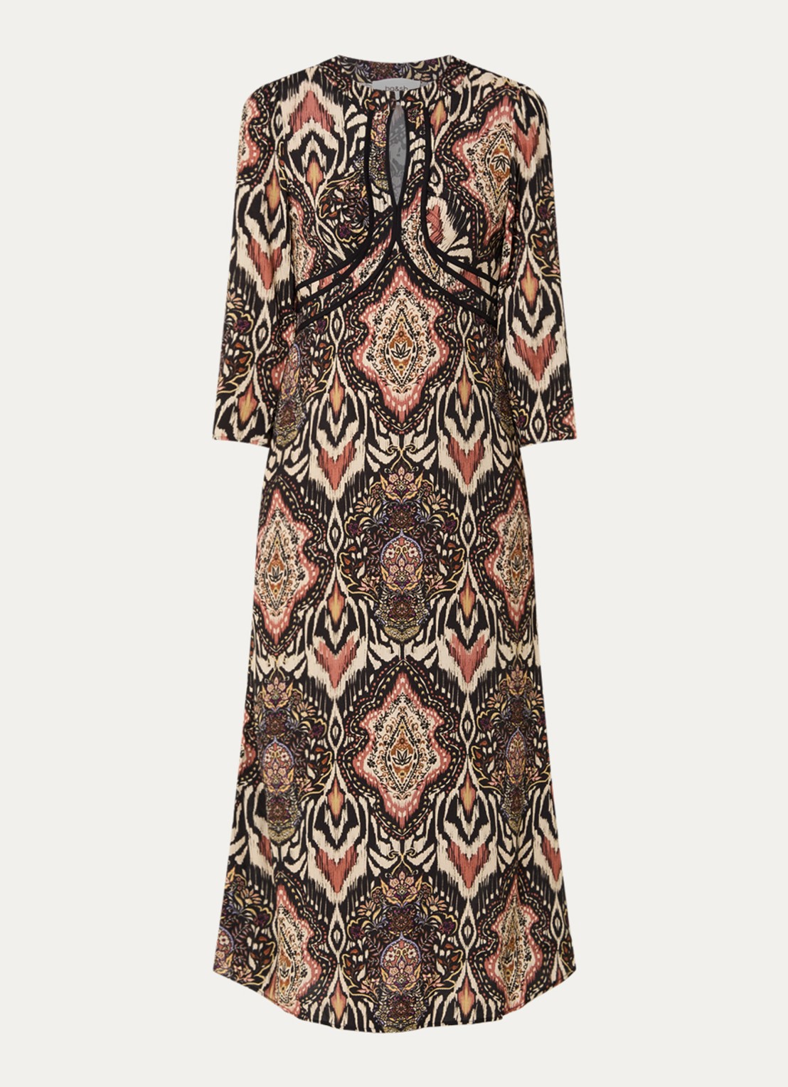 ba&sh Zonoa maxi jurk met print - voorkant 3 zwart