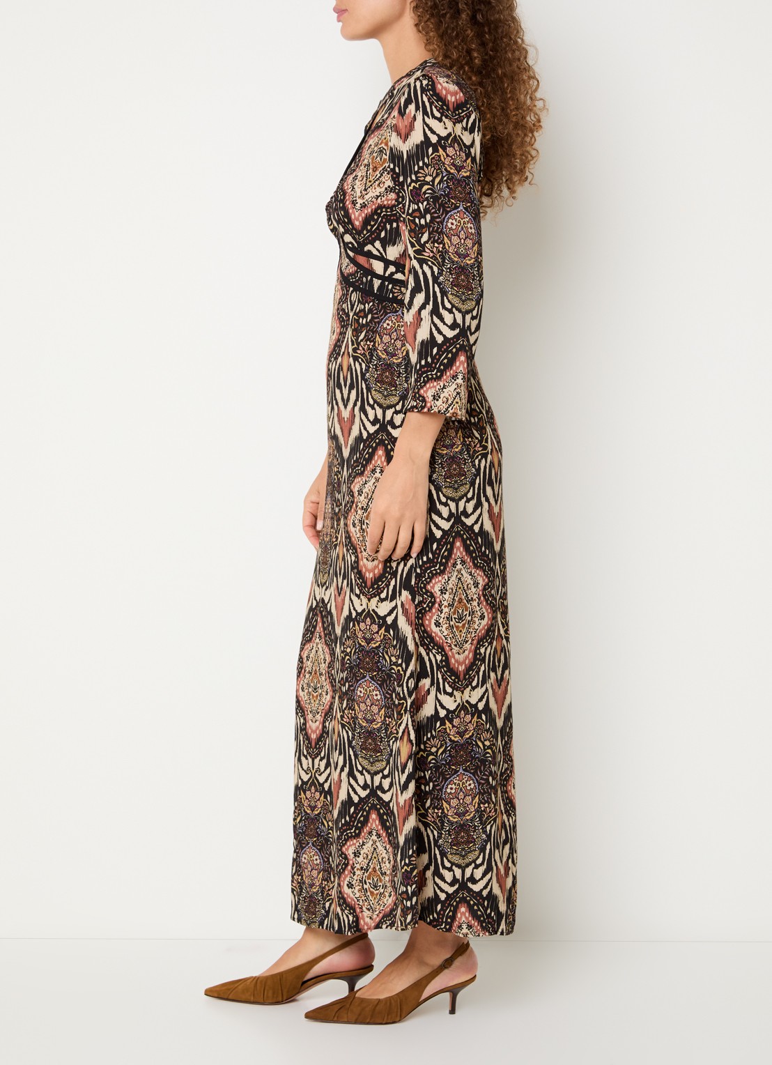 ba&sh Zonoa maxi jurk met print - voorkant 4 zwart