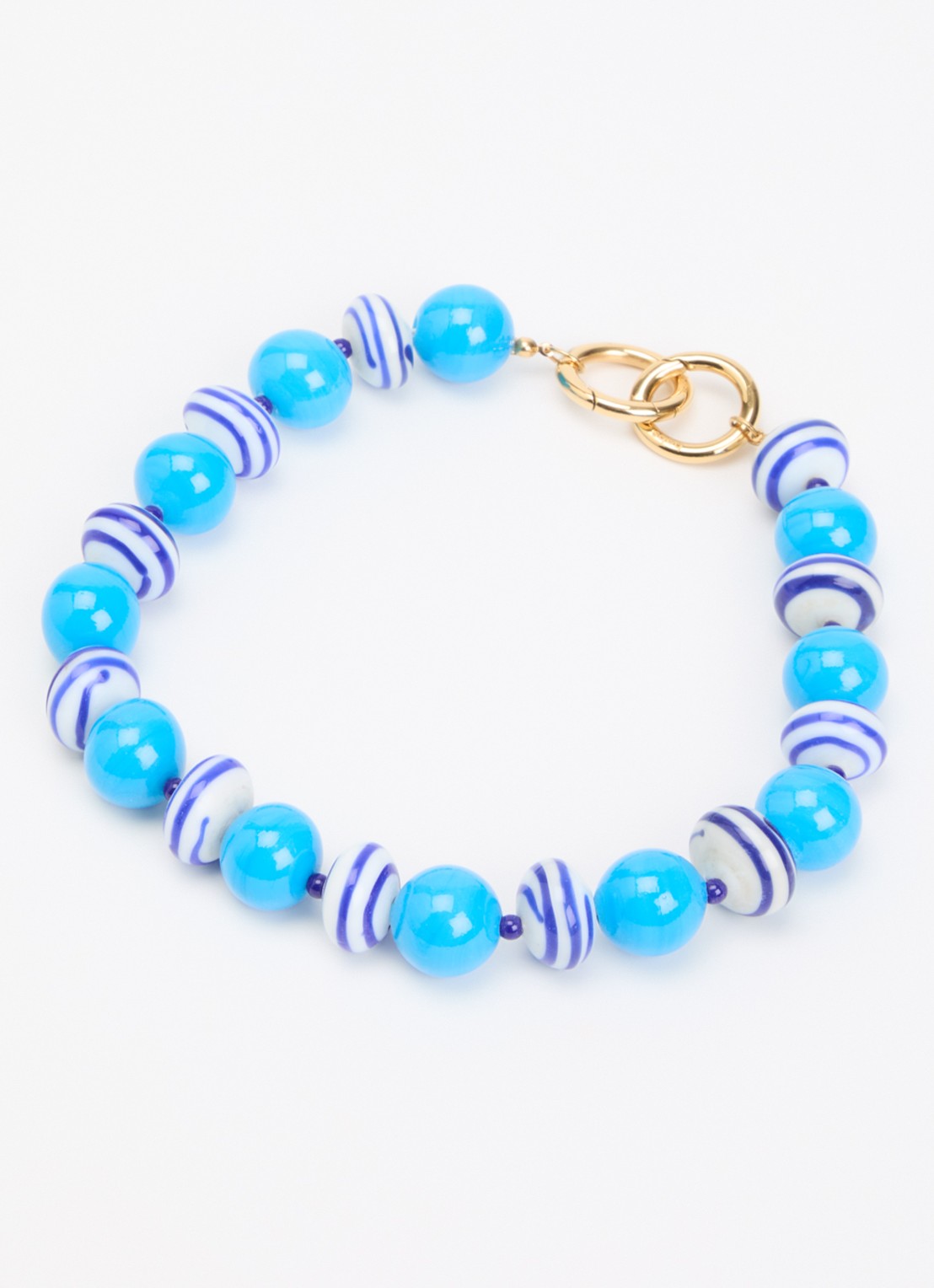 Babs The Label Azzura kralenketting verguld - detail 3 blauw