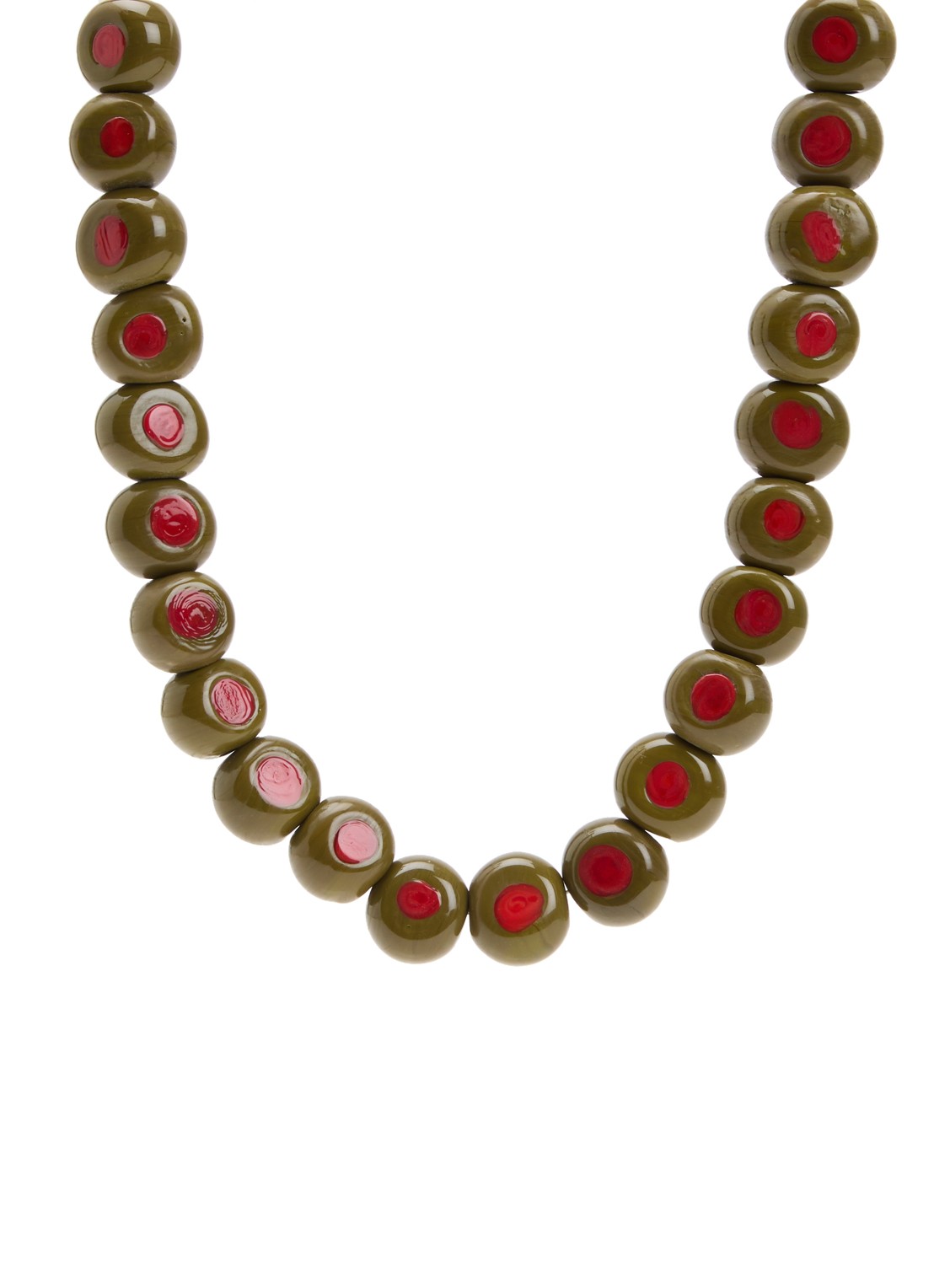 Babs The Label Olive Branch kralenketting verguld - voorkant 4 olijfgroen