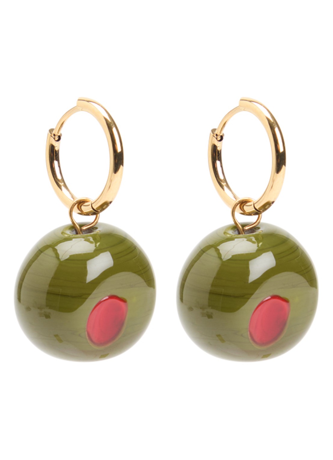 Babs The Label Olive Branch oorringen verguld met hanger - voorkant 2 olijfgroen