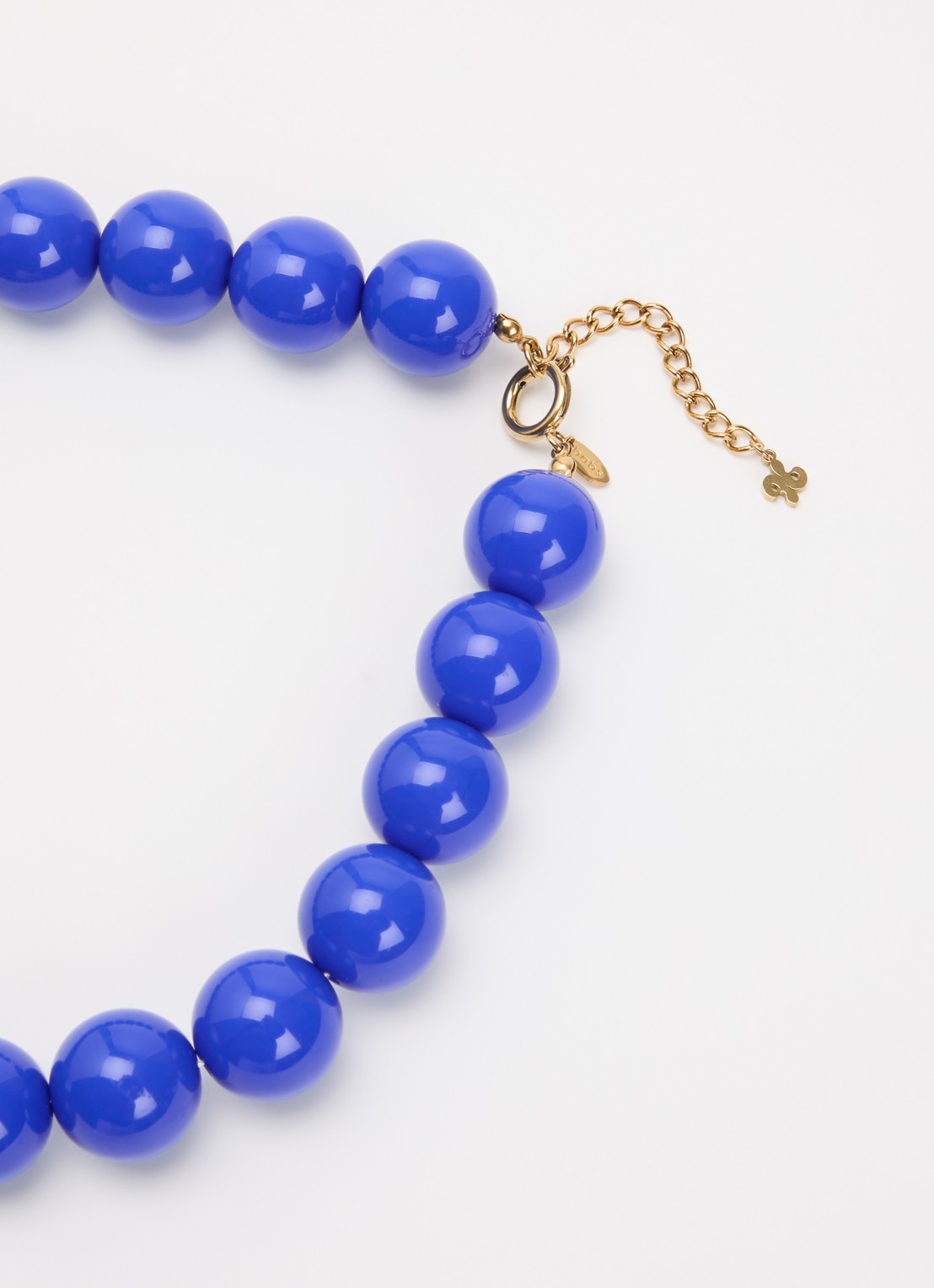 Babs The Label Royal Blue kralenketting verguld - detail 2 kobaltblauw
