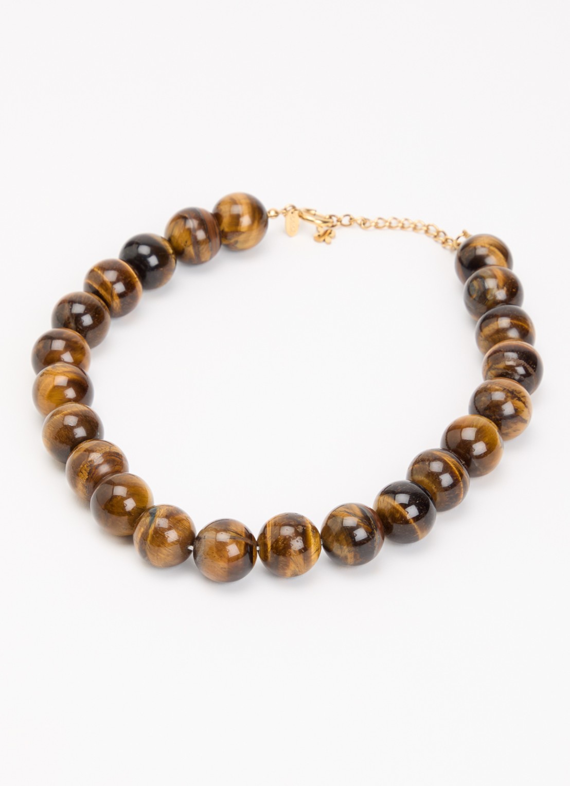 Babs The Label Tiger Eye kralenketting verguld - detail bruin