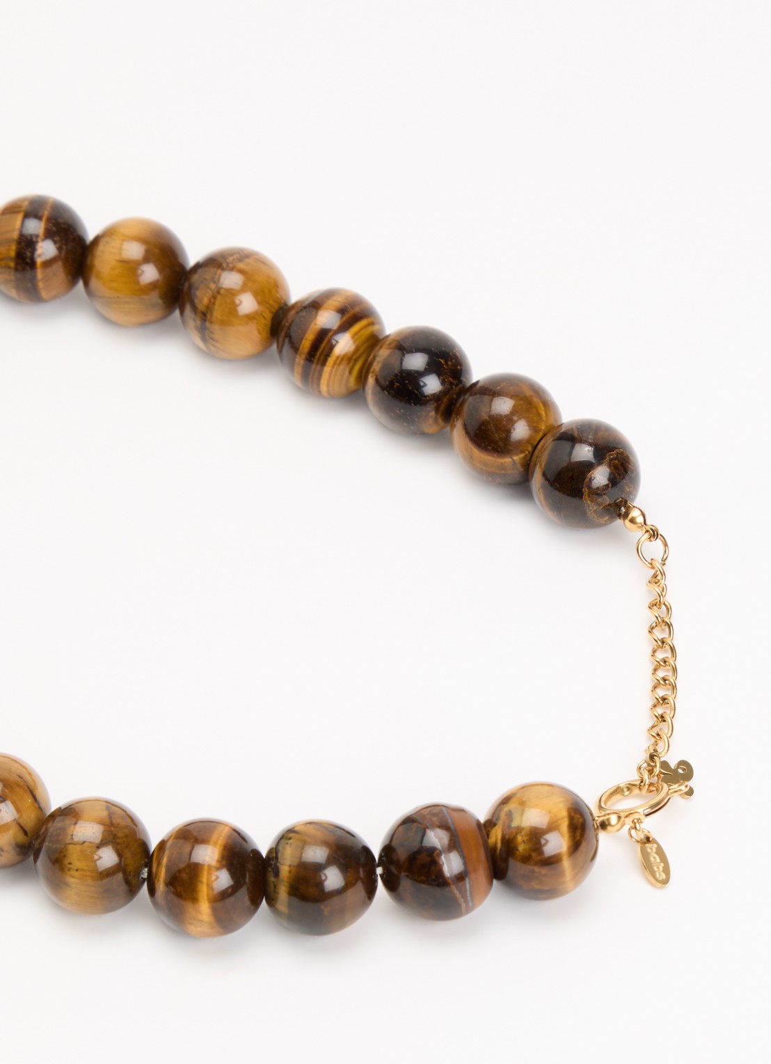 Babs The Label Tiger Eye kralenketting verguld - detail 2 bruin