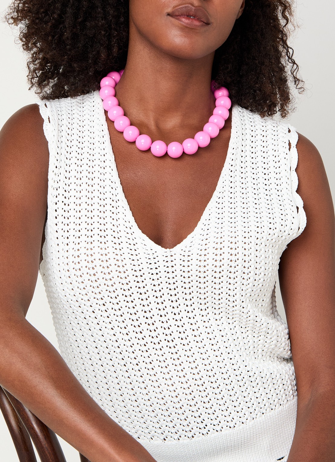 Babs The Label Tropical Treasure kralenketting verguld - voorkant 5 roze