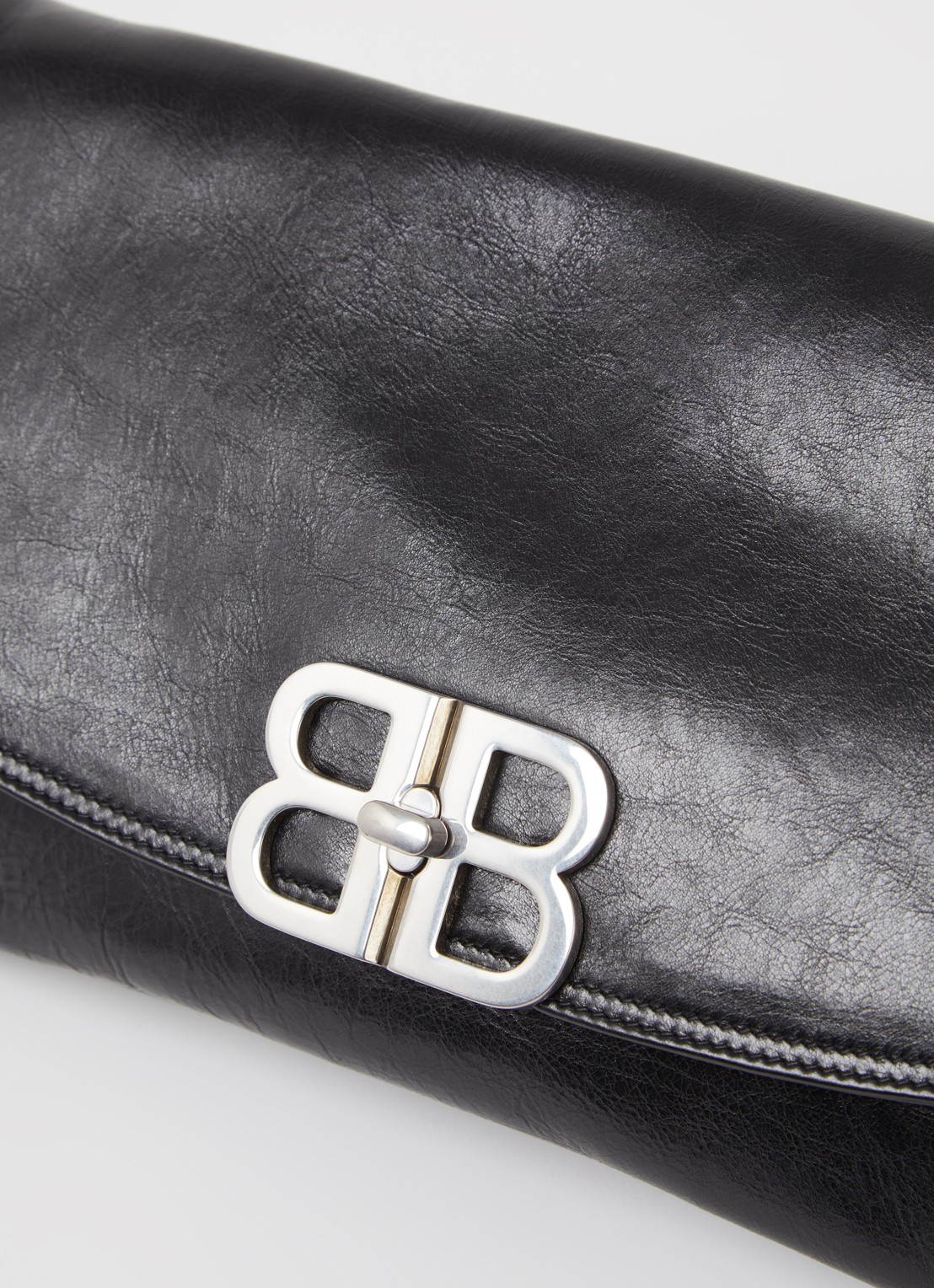 Balenciaga BB flap clutch van kalfsleer - detail 4 zwart
