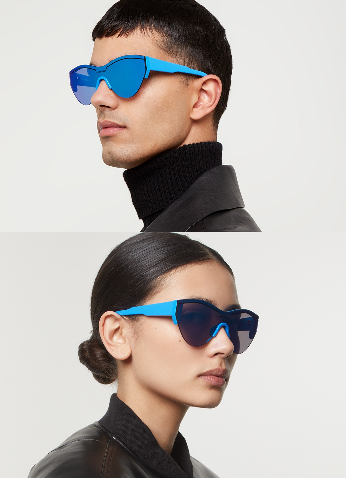 Balenciaga Cat Eye zonnebril BB0004S - voorkant 5 blauw