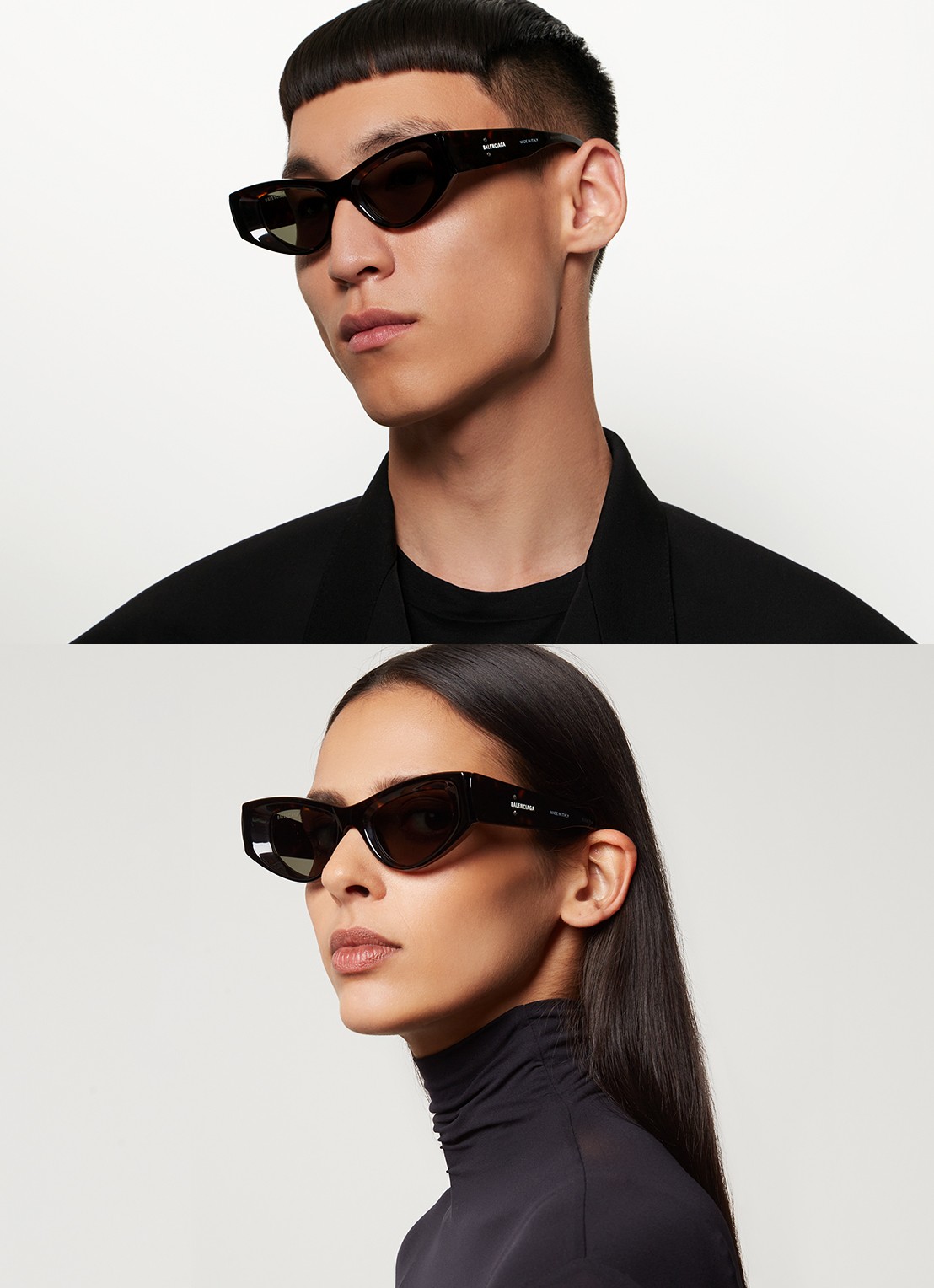 Balenciaga Cat eye zonnebril BB0243S - voorkant 5 donkerbruin