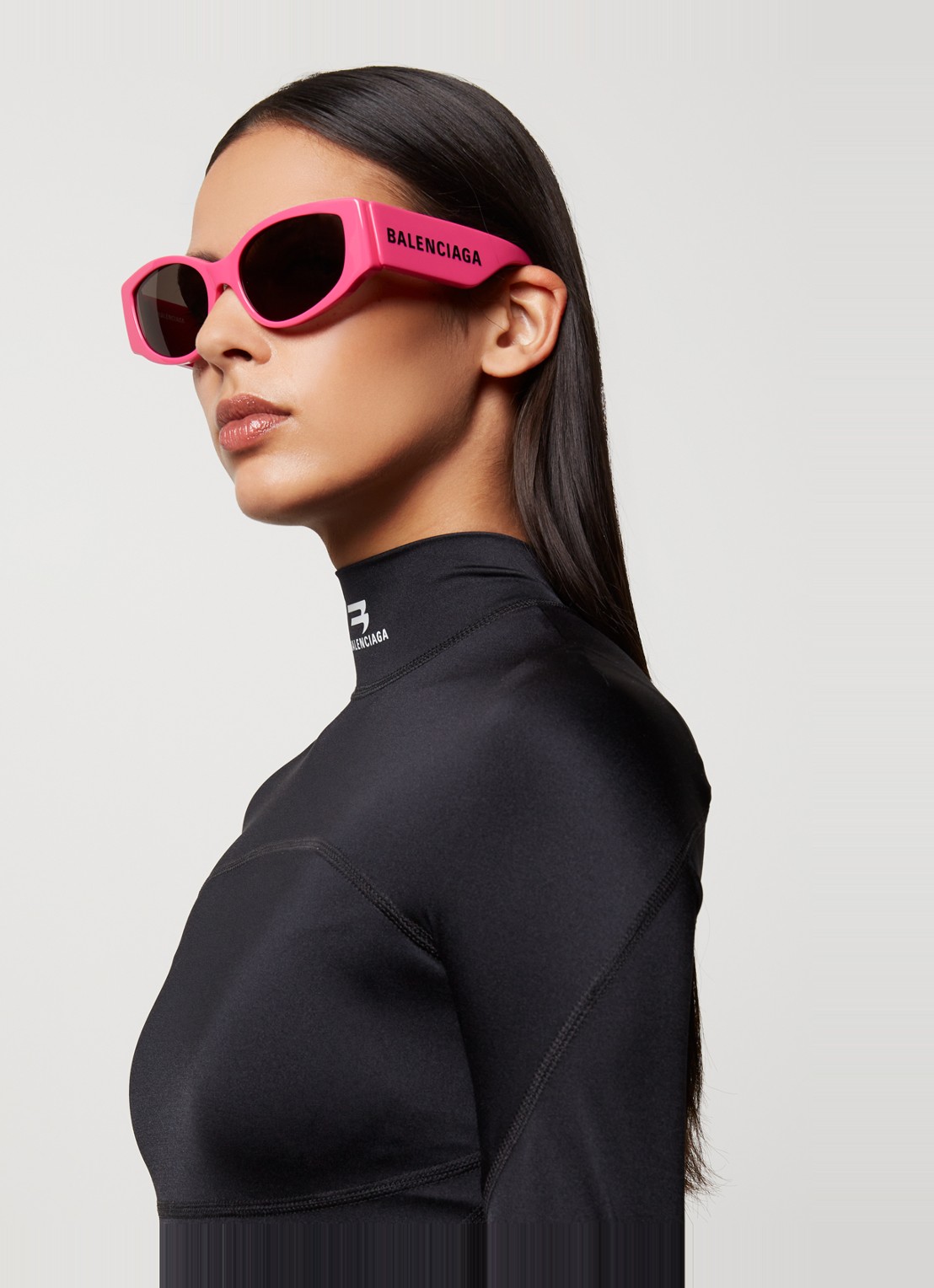 Balenciaga Cat Eye zonnebril BB0258S - voorkant 5 donkerroze