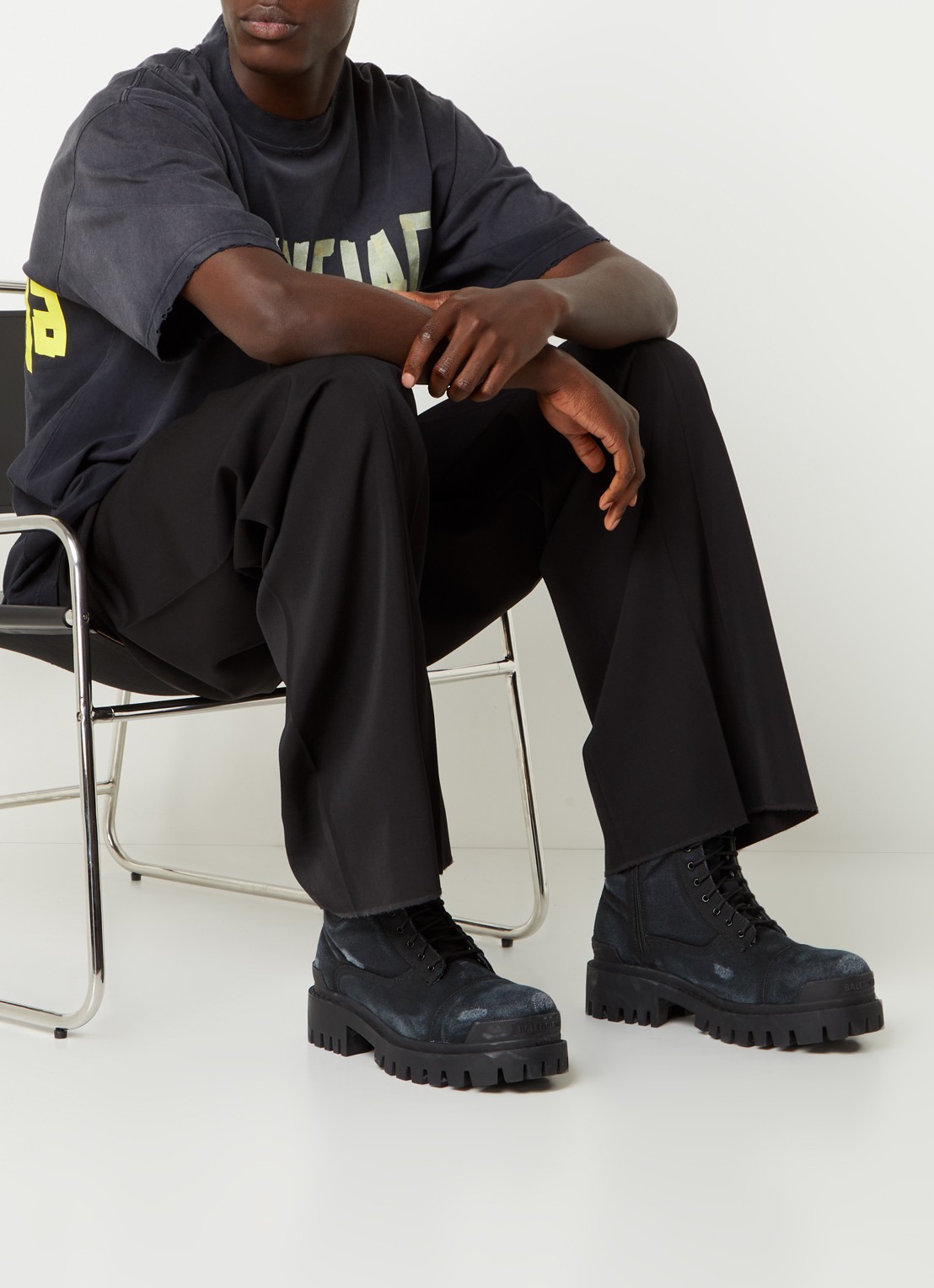 Balenciaga Combat Strike veterboot van canvas - voorkant 6 zwart