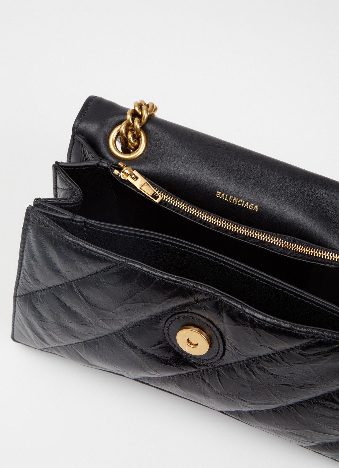 Balenciaga Crush schoudertas van kalfsleer met quilt patroon - detail 2 zwart